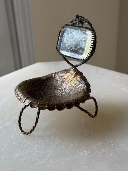 2036 Mini French Brass Mirrored Trinket Dish