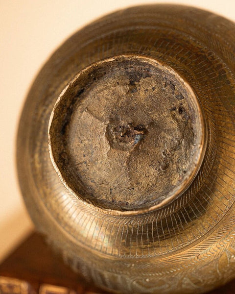 0233 Antique Egyptian Engraved Brass Vessel
