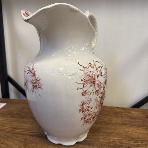 VINTAGE LARGE BROWN AND WHITE PITCHER