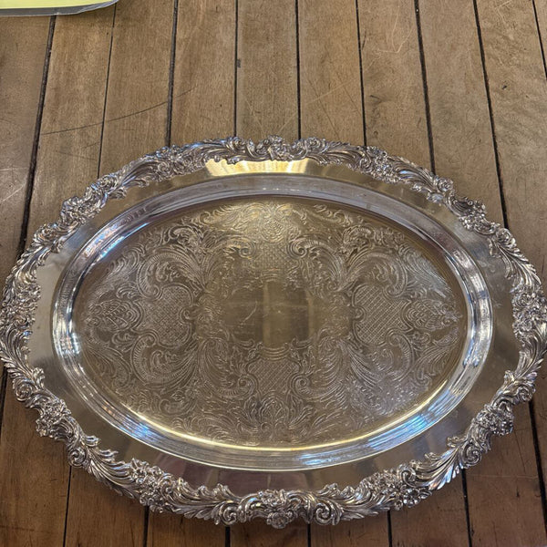 HEAVY SILVER VINTAGE TRAY 17X12