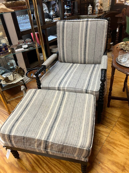 B&W Striped Pottery Barn Ottoman