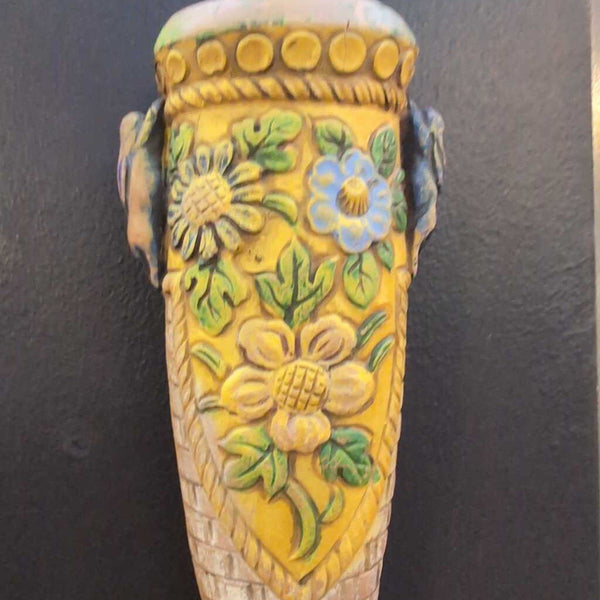 Pretty Antique Wall Pocket from 1920's made in Japan. Hand Painted 10 in