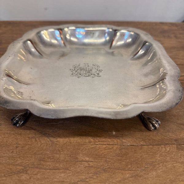 FOOTED ENGLISH SILVER DISH 7X7