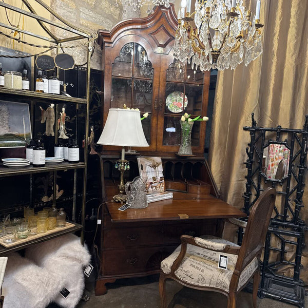 ANTIQUE BURLED WOOD SECRETARY 95T 25D 42W IN STORE PICK UP ONLY