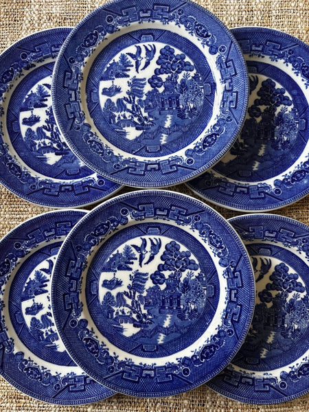 Vintage Alfred Meakin "Fair Winds" Blue Transferware Plate - The Mayflower 7R