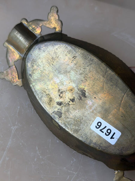 1676 Ornate Brass Etched Dish