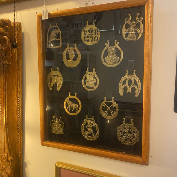 Framed British horse brasses