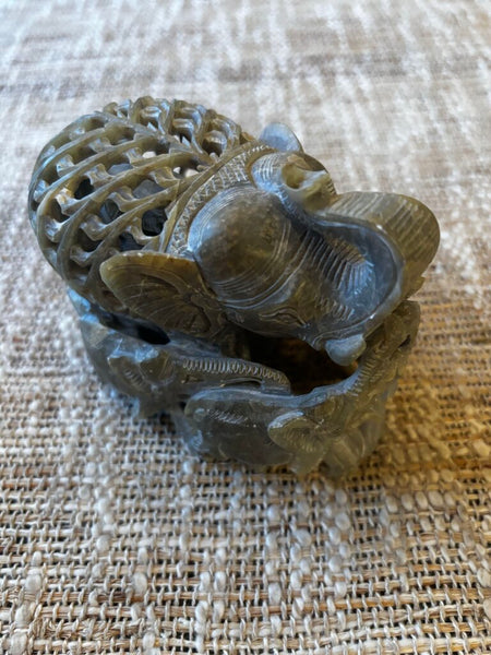 Hand Carved Soap Stone Elephant with Baby Elephant Inside