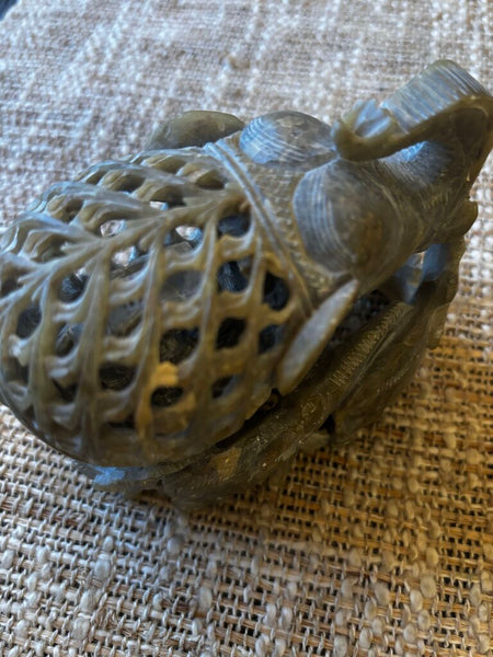 Hand Carved Soap Stone Elephant with Baby Elephant Inside