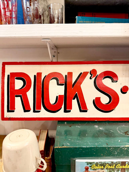 JFV ~ Vintage RICK's FURNITURE SIGN - double sided 55" long 9.5" tall . IN-STORE PICK UP ONLY.