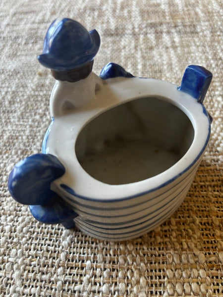 Vintage Dutch Girls Planter/Match Holder Blue & White-Japan