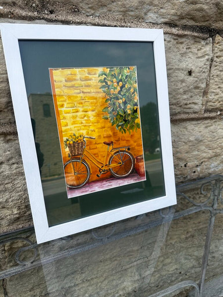 Beautiful Water Color Original Art In The Shadows Of The Lemon Tree By: S. Sander 13x16 Framed