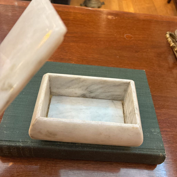 Vintage Alabaster Lidded Trinket Box 5" x 2.5" x 3"