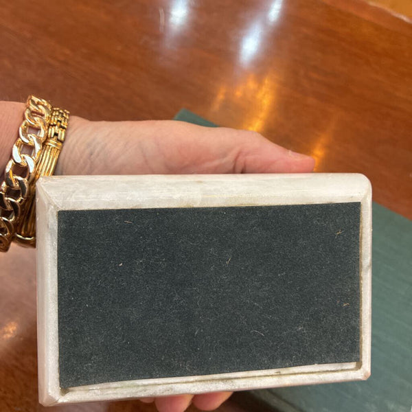 Vintage Alabaster Lidded Trinket Box 5" x 2.5" x 3"