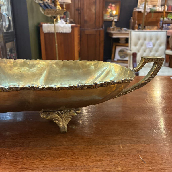 Vintage Brass Elongated Footed Bowl 8" x 21"