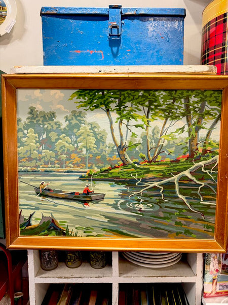 JFV ~ Vintage Fishing Scene Paint by Number