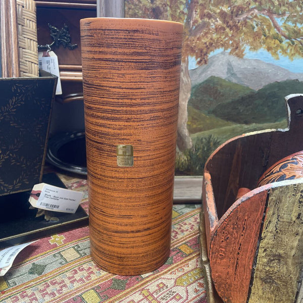 Moxie - Haeger Orange Cylinder Vase - 10.75"