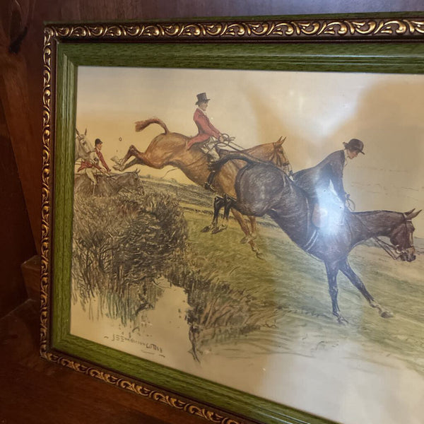 Vintage Equestrian Print in Frame 10" x 14'