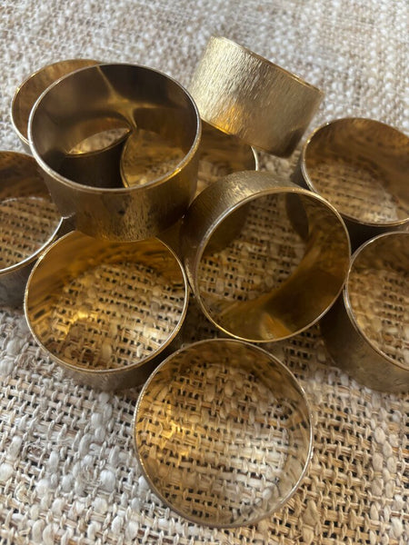 Set of 12 MCM Gold Tone Brushed Napkin Rings