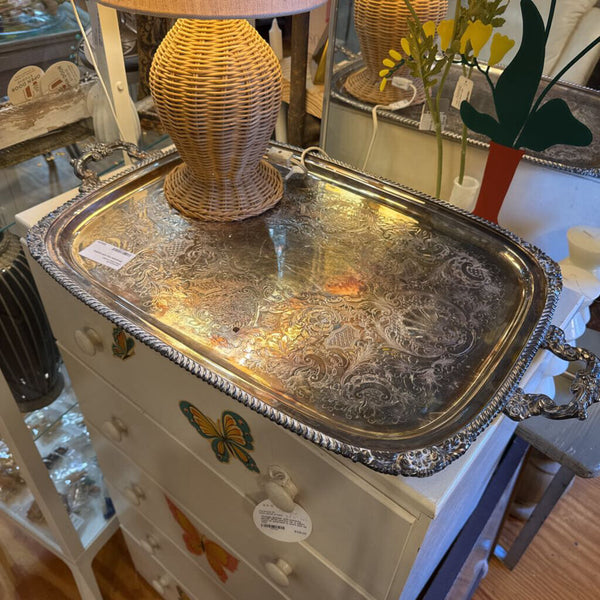 Silverplate tray with handles (in store pick up only)