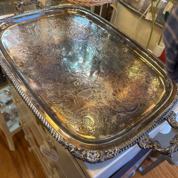 Silverplate tray with handles (in store pick up only)