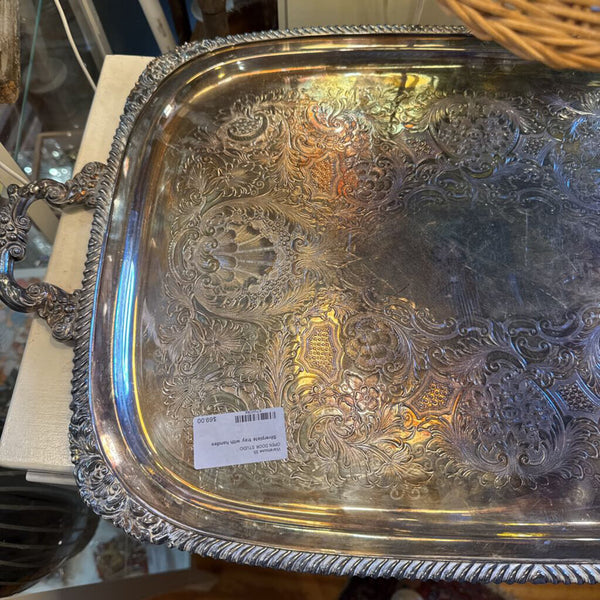 Silverplate tray with handles (in store pick up only)