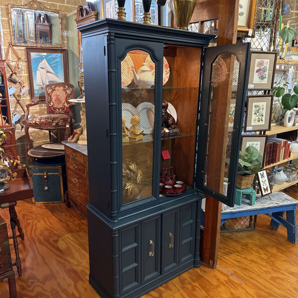 Blue Vintage China Cabinet 36w x 16deep x 75tall