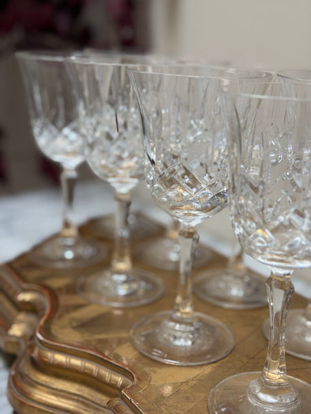 1708 Set of 9 Crystal Wine Glasses
