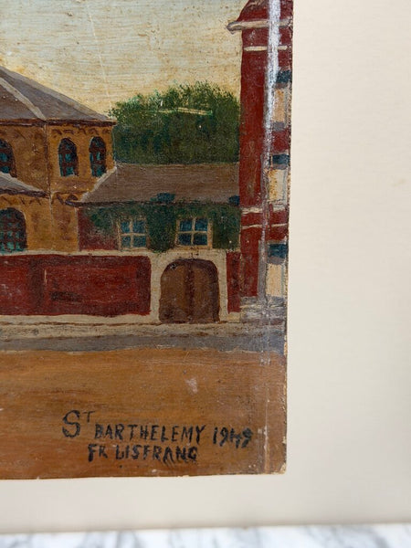 2239 French Vintage Oil on Board Painting of St. Barthelemy