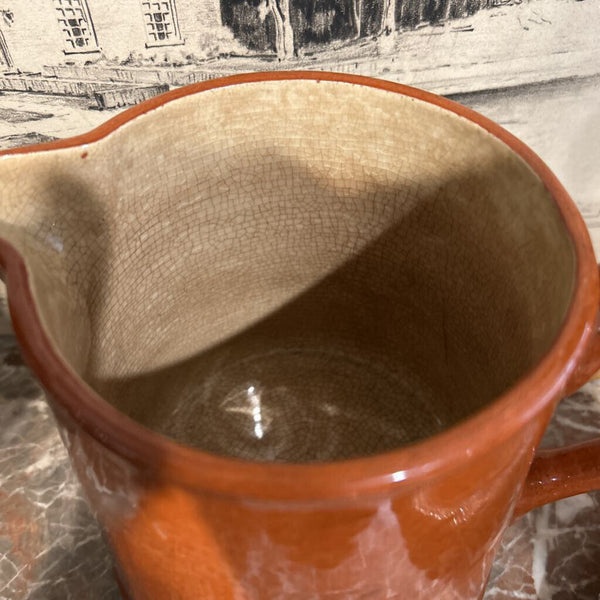 BROWN GLAZED STONEWARE PITCHER