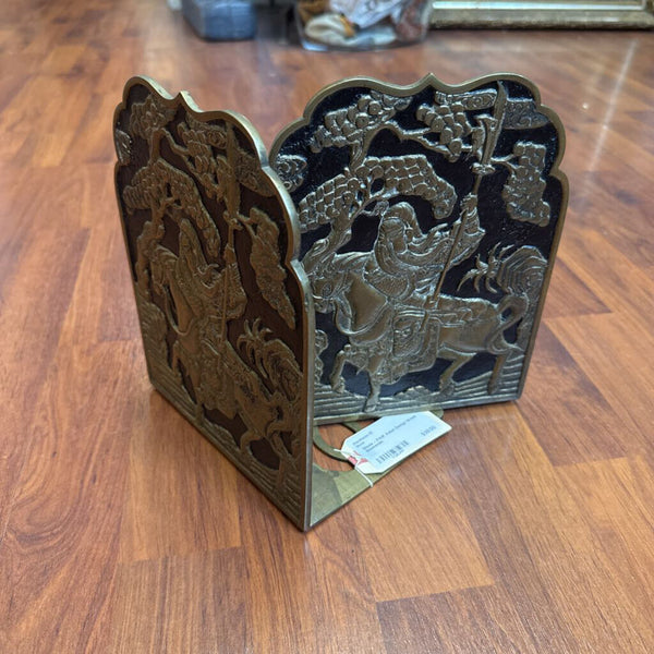 Moxie - PAIR Asian Design Brass Bookends