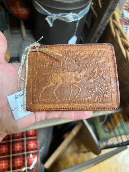 Vintage Leather Deer Bifold Wallet