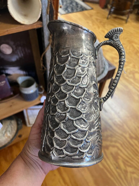 Hammered Metal Decorative Pitcher~ 8.75" t