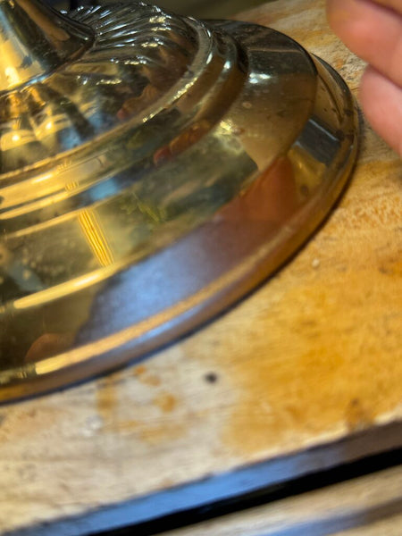 Vintage Brass Bankers Piano Desk Lamp Green (base as found patina) Glass Shade Pull Chain 13.5" (in shop pick up only)