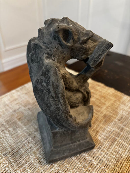 Vintage MPI Cast Stone Seated Gargoyle Sculpture The Bookworm 8.5H